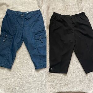 Bundle of two pairs Alia capri pants 16P black and blue denim